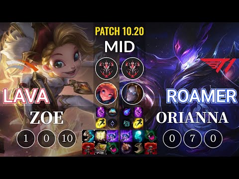 HLE Lava Zoe vs T1 Roamer Orianna Mid - KR Patch 10.20
