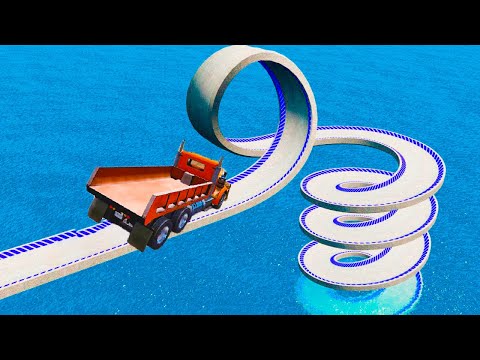 Impossible Weird Wave Bridge Crossing Cars Vs Deep Water Stunt   BeamNG #10