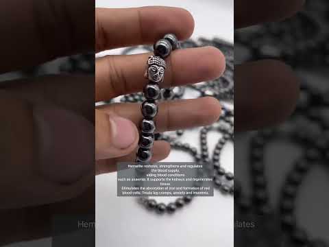 Round natural hematite stone bracelet for maintain energies ...