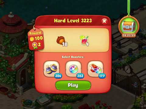Gardenscapes Level 3223 With No Boosters - Hard Level - Investigation In The Park