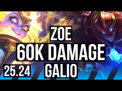 ZOE vs GALIO (MID) | 60K damage, Good KDA: 18/2/13 | EUW Master | 25.24