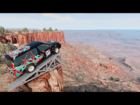 High Speed Flip Ramp Jump Crashes & Descent With Bumps & Ramps - BeamNG Drive Canyon Jumps