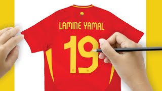 HOW TO DRAW LAMINE YAMAL JERSEY STEP BY STEP | EASY FOOTBALL JERSEY DRAWING