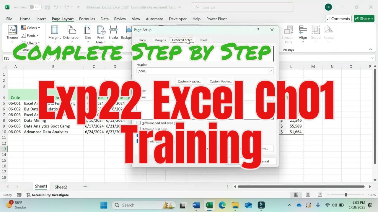 Exp22_Excel_Ch01_CapAssessment_Training | Exp22 Excel Ch01 Training |  @PearsonSolution