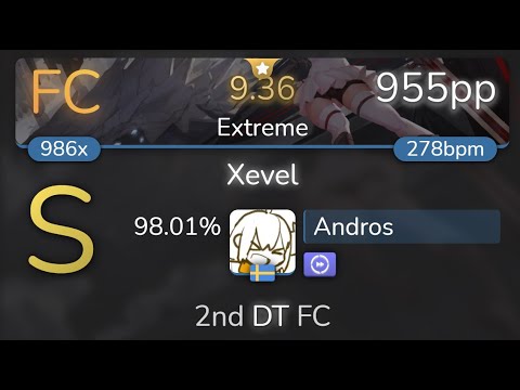 [9.36⭐] Andros | Tatsh - Xevel [Extreme] +DT 98.01% {955pp FC} - osu!