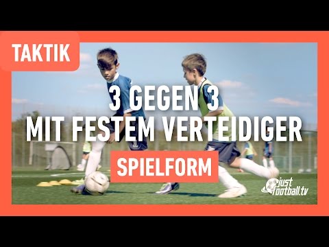 Fussballtraining: 3 gegen 3 mit festem Verteidiger - Spielform - Taktik