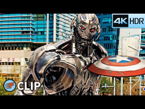 Captain America vs Ultron - Seoul Fight (Part 1) |  Avengers Age of Ultron (2015) 4K HDR Movie Clip