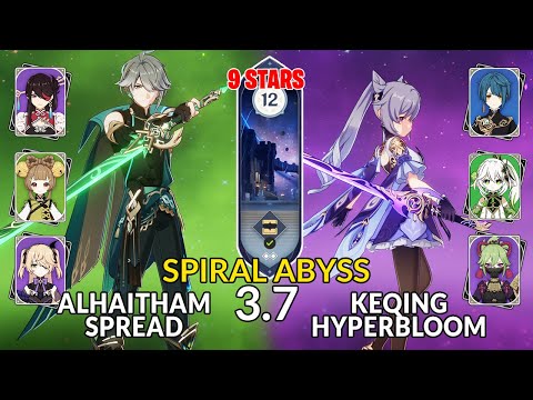 New 3.7 Spiral Abyss│Alhaitham Spread & Keqing Hyperbloom |Floor 12 - 9 Stars| Genshin Impact