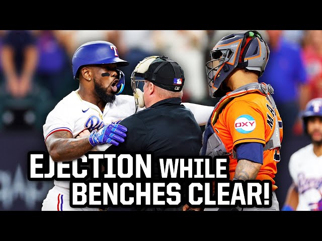 Benches clear in Astros-Rangers after Adolis Garcia gets hit, a breakdown