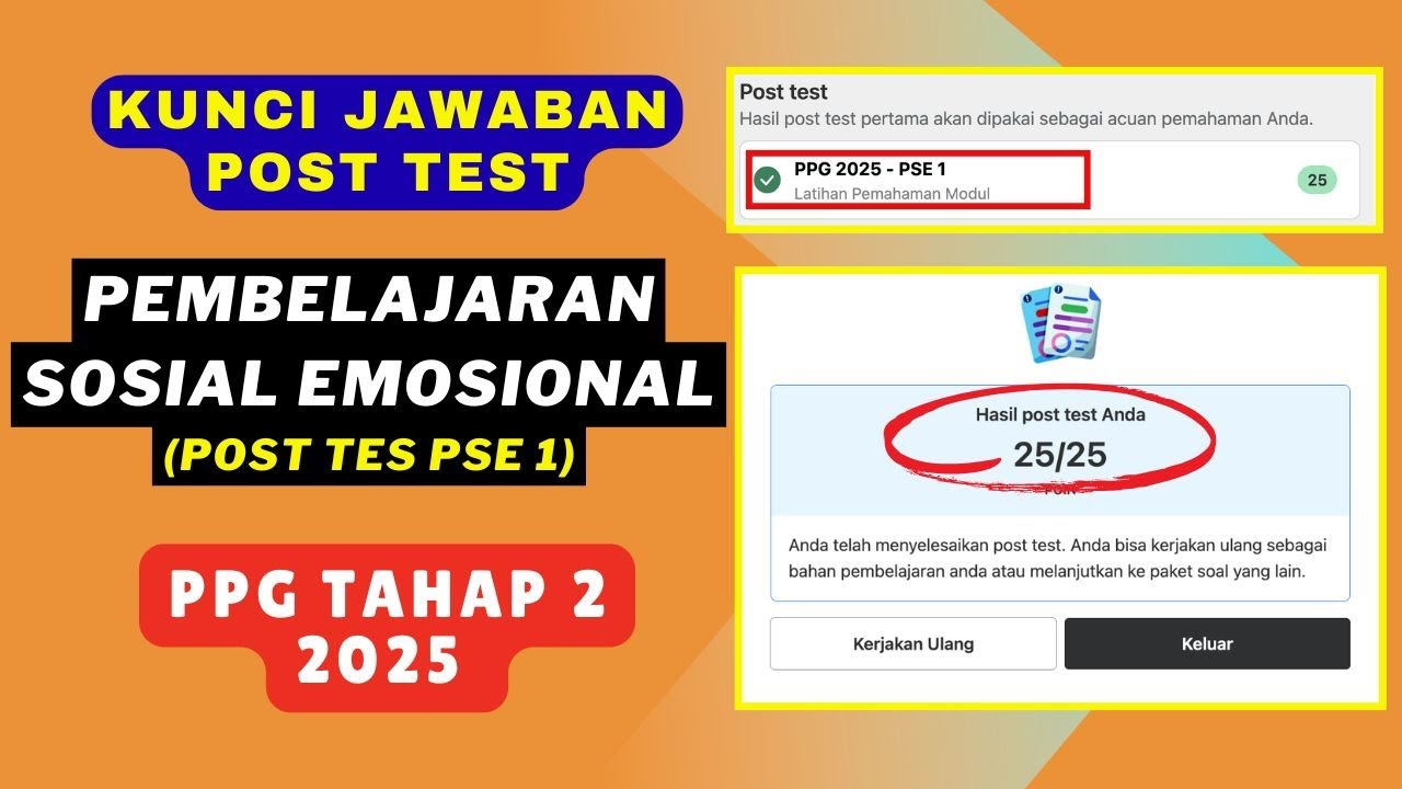 Post-Test Answers for PSE 1 Social Emotional Learning - PPG Phase 2 2025