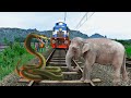Giant Snake Elephant Attacking On Train And Man Stops The Train Train Simulator