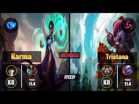 Doinb KARMA (Mid) [Summon Aery] VS TRISTANA - Challenger KR Patch 11.4