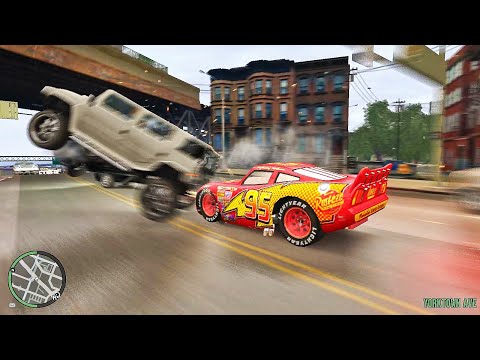 Crazy Lightning McQueen Car Crashes Mod test Ep. 5 | Car Crashes GTA 4 Gameplay