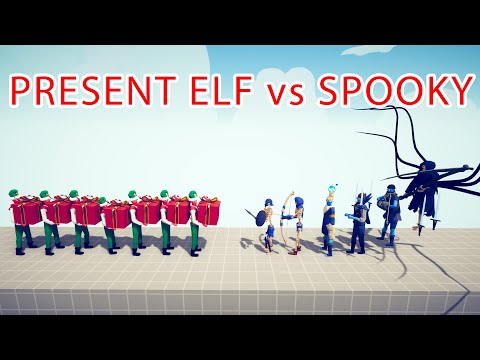 PRESENT ELF Team vs SPOOKY Team - Totally Accurate Battle Simulator TABS