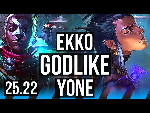 EKKO vs YONE (MID) | 12/1/5, 68% winrate, 7 solo kills, Godlike | KR Master | 25.22