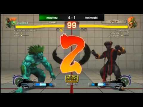 MIZOTERU (Blanka) vs Torimeshi (Dhalsim) - AE 2012 Matches FT10