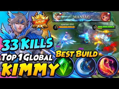 KIMMY BEST BUILD TO GET 33 KILLS AND MANIAC! | Top 1 Global Kimmy
