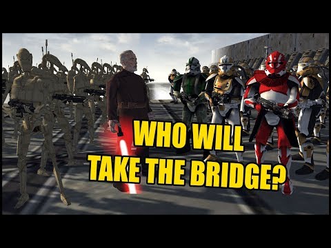 CLONE ARMY and DROID ARMY Battle for NARROW BRIDGE - Men of War: Star Wars Mod Battle Simulator