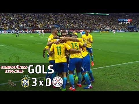 Gols - Brasil 3 x 0 Paraguai - Eliminatórias Copa 2018 - Sportv HD
