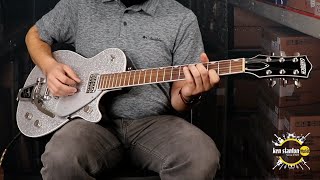 Video thumbnail for GRETSCH G6129T PLAYERS EDITION JET w/BIGSBY SILVER SPARKLE Guitar Demo by Ken Stanton Music