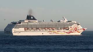 The cruise ship Norwegian Sun seen near sunset off Point Lonsdale, Victoria, Australia.