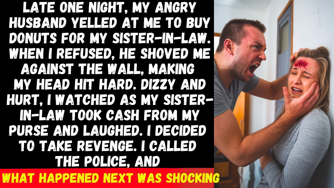 My angry husband yelled at me to buy donuts for my SIL at midnight. When I refused, he hit me.