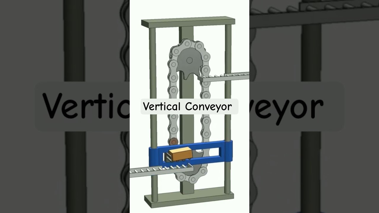 Vertical Conveyor Mechanism 3D model | #shortvideo | #cad | #3danimation | #solidworks | #autocad