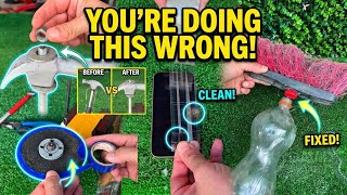 Fit plastic bottle on broom and recover it plus 5 incredible tips that save in daily life