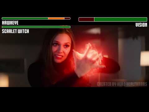 Hawkeye and Scarlet Witch vs. Vision fight WITH HEALTHBARS | HD | Captain America: Civil War