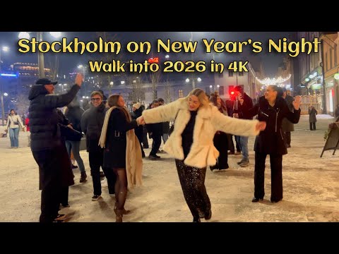 🇸🇪 Stockholm on New Year’s Night | 4K City Walk into 2026