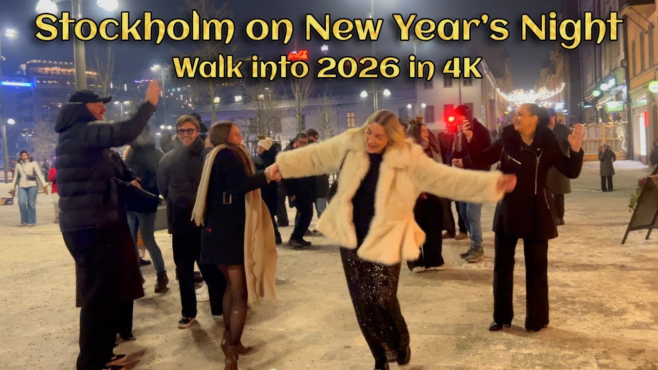 🇸🇪 Stockholm on New Year’s Night | 4K City Walk into 2026