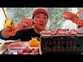 (득근먹방)폭설경치 보면서 소주한잔! (미니화로,소고기,날치알스팸) / A drink in the snowy scenery KOREA MUKBANG