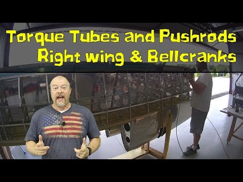 RV-10 Wings - 061 - Right wing, Bellcrank, Torque Tubes and Pushrods
