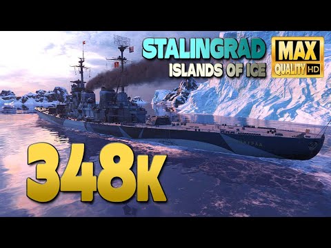 Cruiser Stalingrad on map Islands of Ice, 348k damage - World of Warships