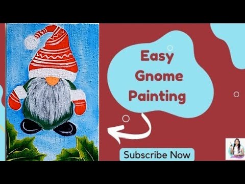 How to paint a Christmas Gnome | Simple Acrylic Painting tutorial | Holiday Gnome 