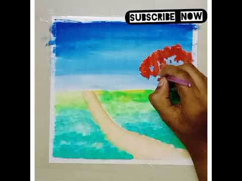 very easy natural landscapes and trees Entartainment drawings and beginners painting Hashtags shorts