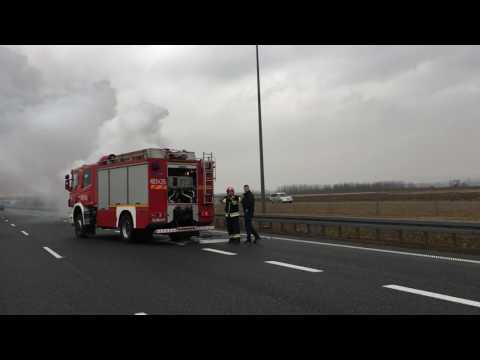 A4 pożar samochodu.