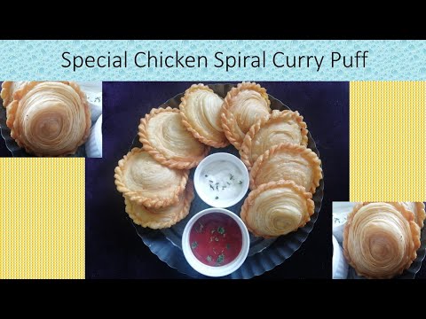 Chicken Spiral Curry Puff#Curry Puff Recipe#Easy Snack Recipe