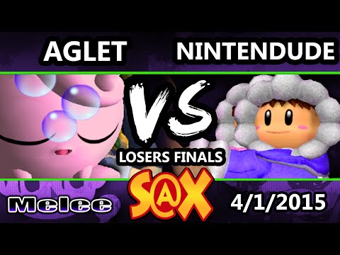 S@X - Aglet (Jigglypuff) Vs. Nintendude (Ice Climbers) SSBM Losers Finals - Smash Melee