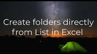 Creating folders directly from List in Excel!