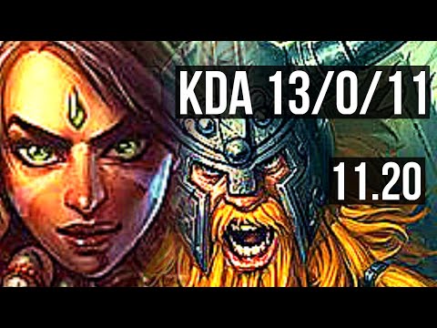 NIDALEE vs OLAF (JUNGLE) | 13/0/11, Legendary, 300+ games | KR Master | v11.20