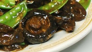 Stir Fry: Sea Cucumber with Mushroom & Snow Peas in Brown Sauce