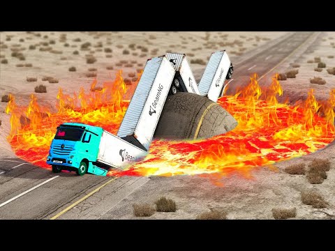 Cars vs Giant Crater on the Road ▶️ BeamNG Drive