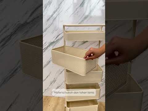 Gambar Stora Kassy Rak Troli 4 Tingkat Slim Sliding - Putih Ivory