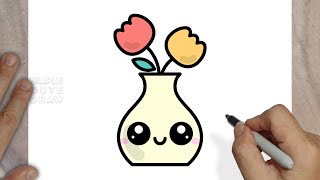 How to Draw a Cute Flower Vase - Easy Drawing Tutorial for Kids & Beginners
