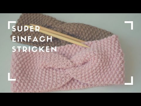 Simple headband knitting with bow twist in seed stitch