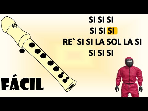 *_*  El juego del calamar, intro *_*  flauta dulce fácil, tutorial con animación, canción fácil