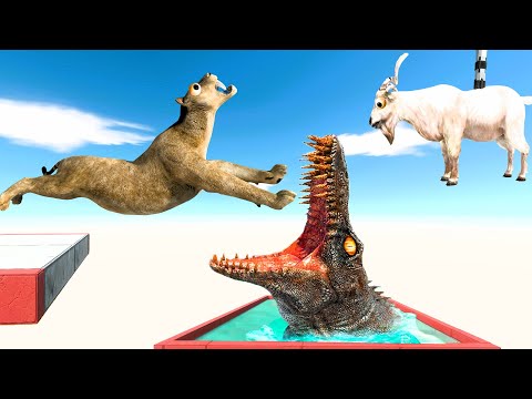 Jump Over the Mosasaurus Pool to Get the Goat - Animal Revolt Battle Simulator
