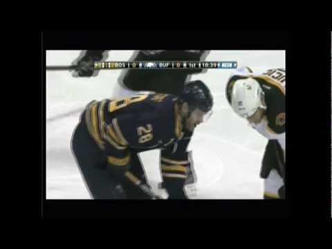 Milan Lucic drops the gloves with Paul Gaustad 2011 Nov 23 Boston