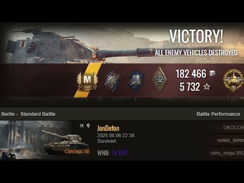 World of Tanks - Concept 1B, Berlin, 9k+ Damage, up to 8k without loosing HP, Ace Tanker.